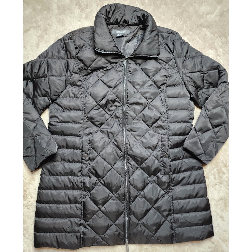 Kenneth Cole Reaction Womens XXL Black Quilted Long Down Puffer Coat Jacket